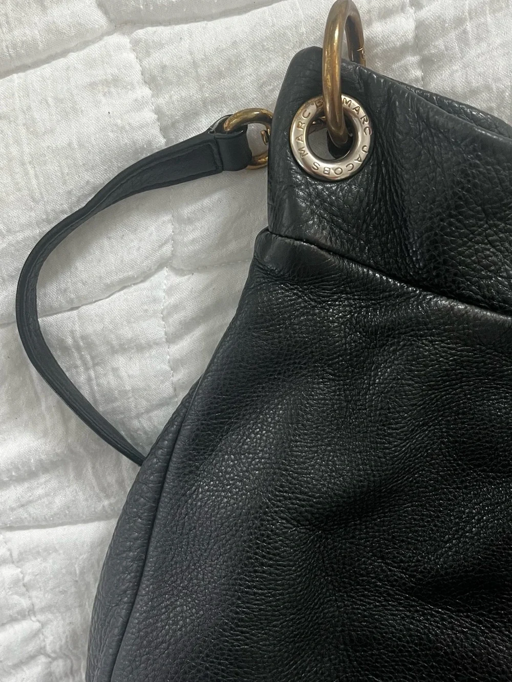Marc by Marc Jacobs Black Pebbled Leather Hobo with Gold Hardware